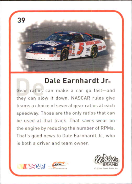 2009 Element #39 Dale Earnhardt Jr. NNS back image