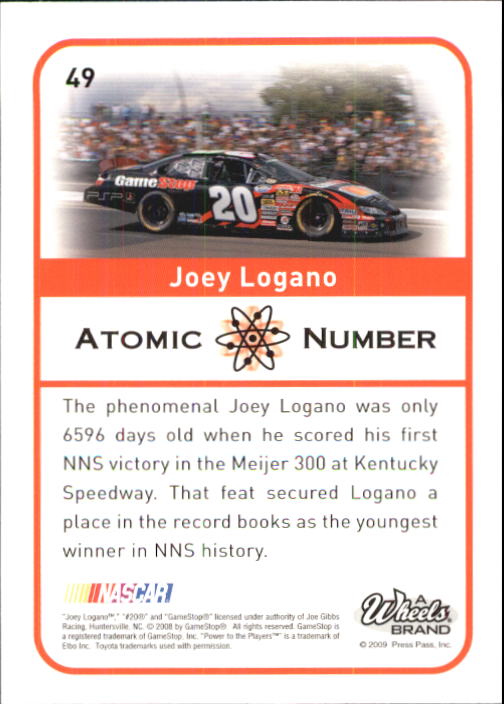 2009 Element #49 Joey Logano AN back image