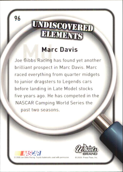 2009 Element #96 Marc Davis RC back image