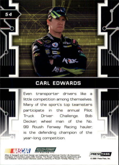 2009 Press Pass Stealth #54 Carl Edwards' Rig C back image