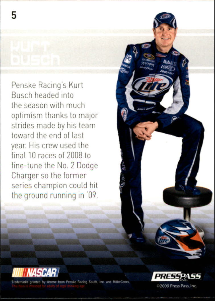 2009 Press Pass Premium #5 Kurt Busch back image