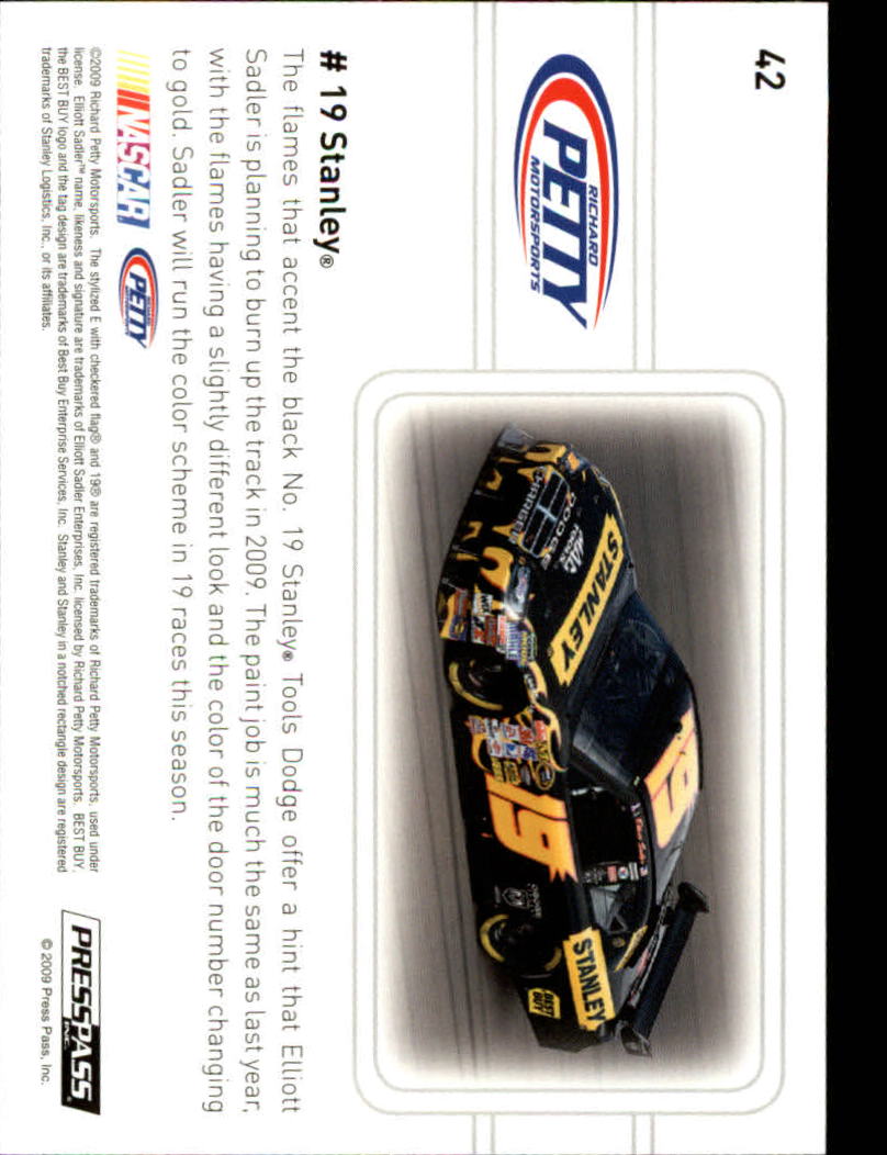 2009 Press Pass Premium #42 Elliott Sadler's Car M back image