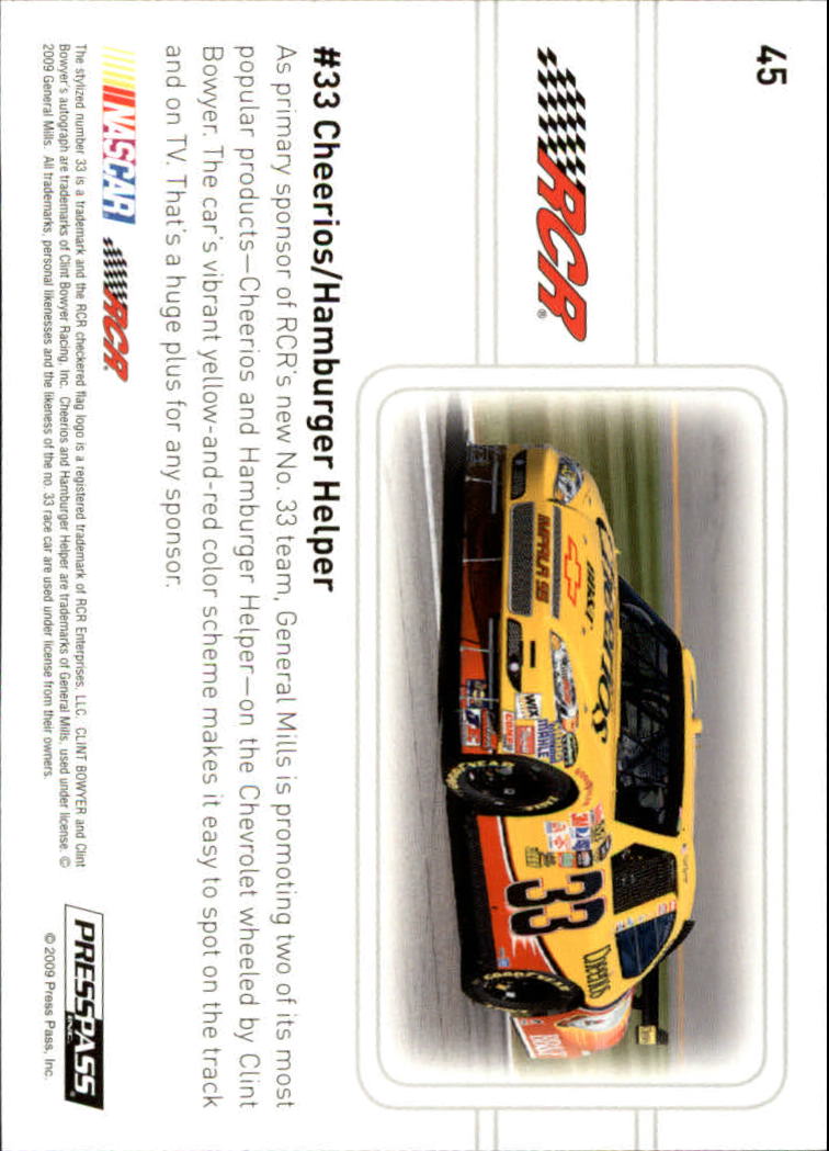 2009 Press Pass Premium #45 Clint Bowyer's Car M back image