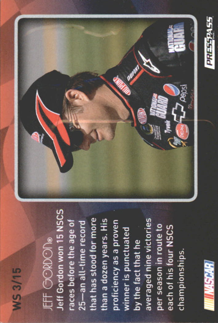 2009 Press Pass Premium Win Streak #WS3 Jeff Gordon back image