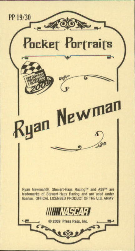 2009 Press Pass Pocket Portraits #P19 Ryan Newman back image