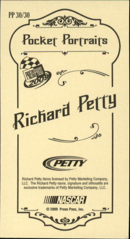 2009 Press Pass Pocket Portraits #P30 Richard Petty back image