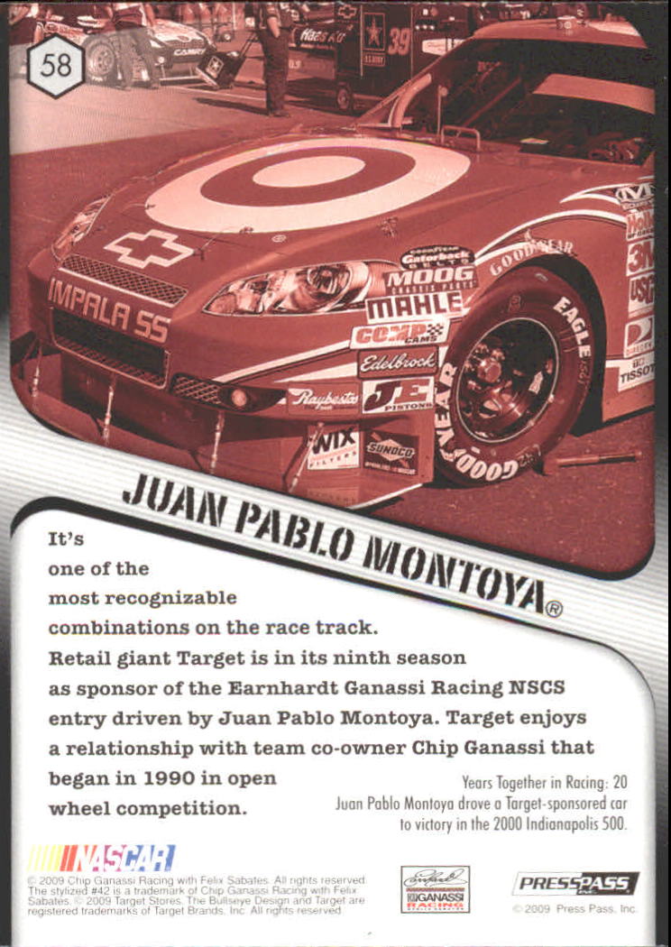 2009 VIP #58 Juan Pablo Montoya M back image