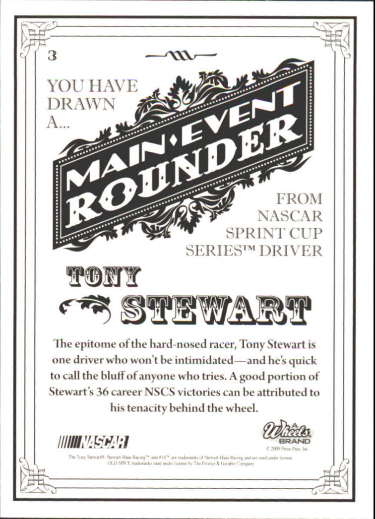 2009 Wheels Main Event #3 Tony Stewart OD back image