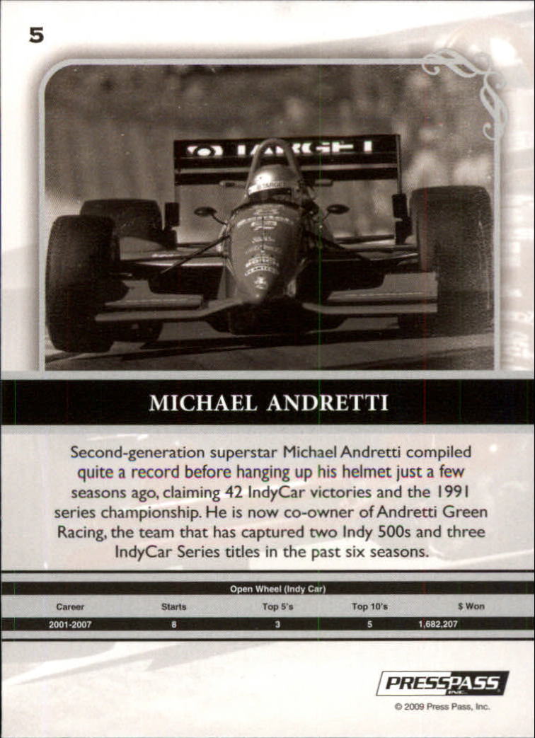 2009 Press Pass Legends #5 Michael Andretti back image
