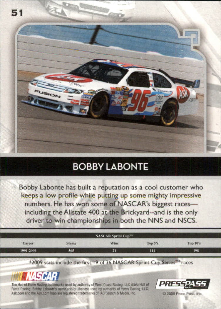 2009 Press Pass Legends Gold #51 Bobby Labonte back image