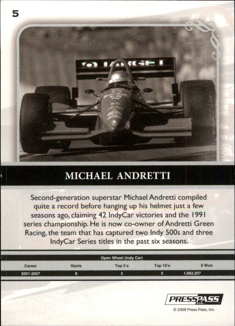2009 Press Pass Legends Red #5 Michael Andretti back image