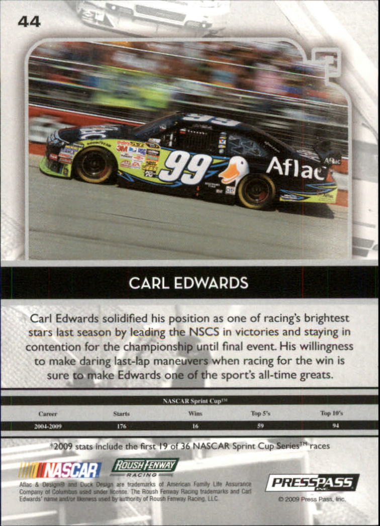 2009 Press Pass Legends Red #44 Carl Edwards back image