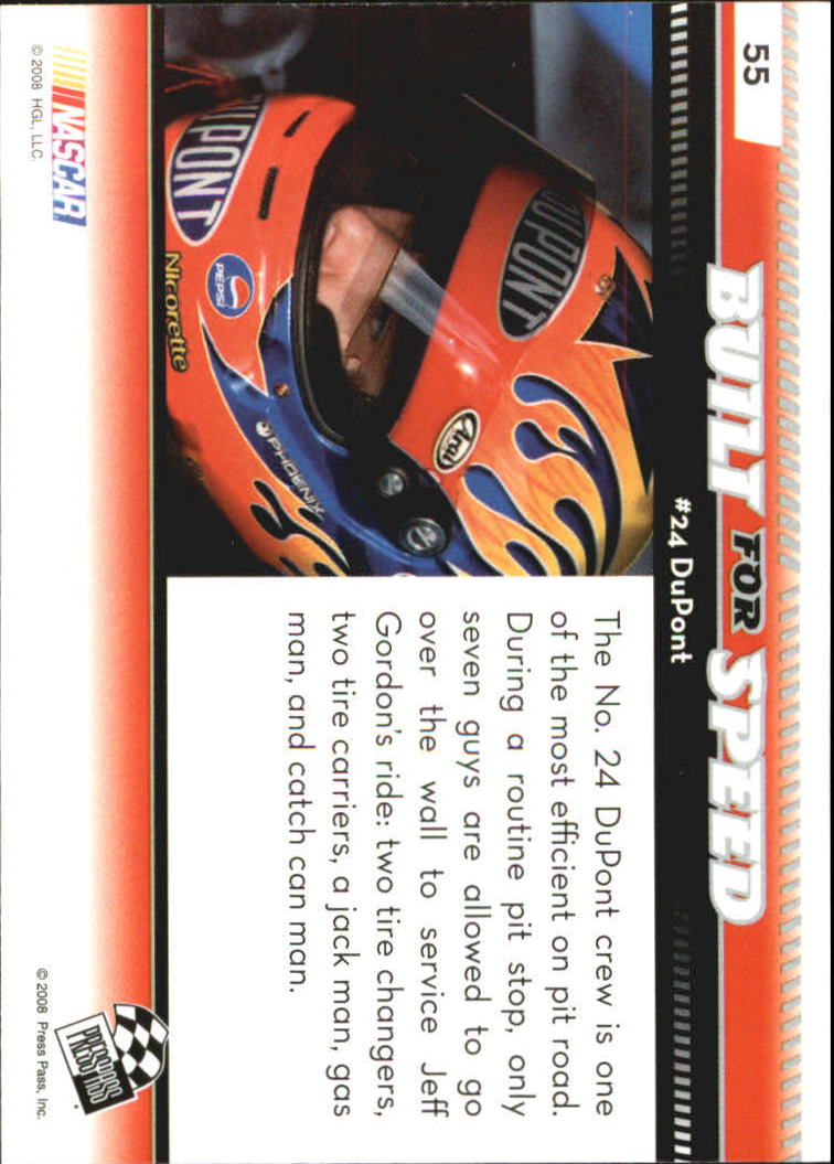 2009 Press Pass Red #55 Jeff Gordon's Car BFS back image