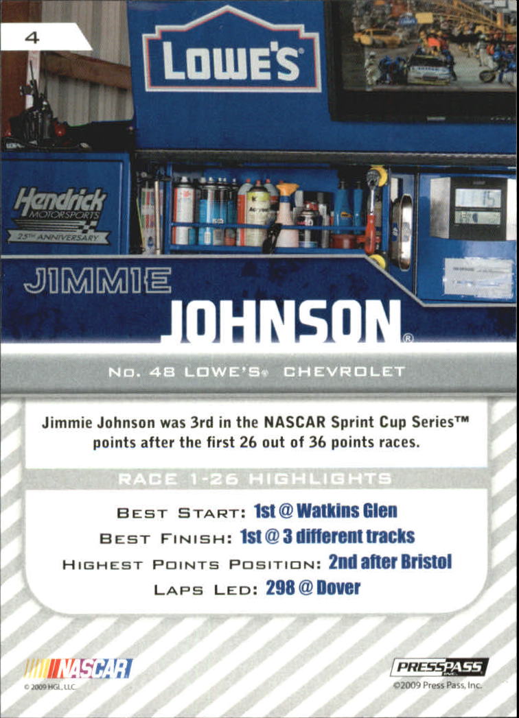2010 Press Pass #4 Jimmie Johnson back image
