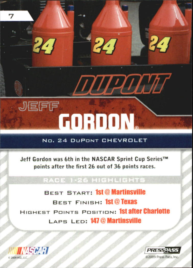 2010 Press Pass #7 Jeff Gordon back image