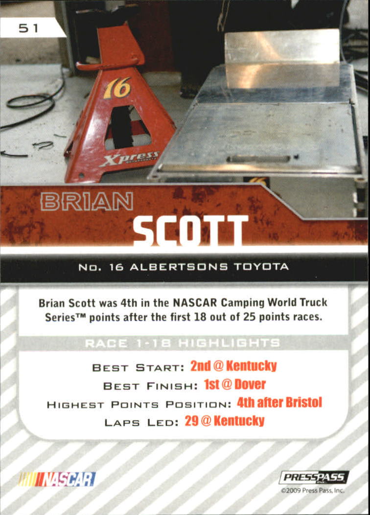 2010 Press Pass #51 Brian Scott CWTS RC back image