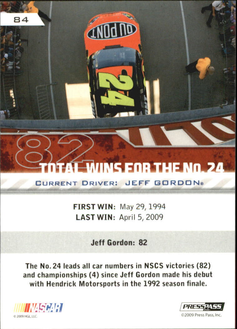 2010 Press Pass #84 Jeff Gordon's Car WN back image