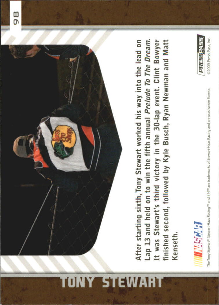 2010 Press Pass #98 Tony Stewart's Car PD back image