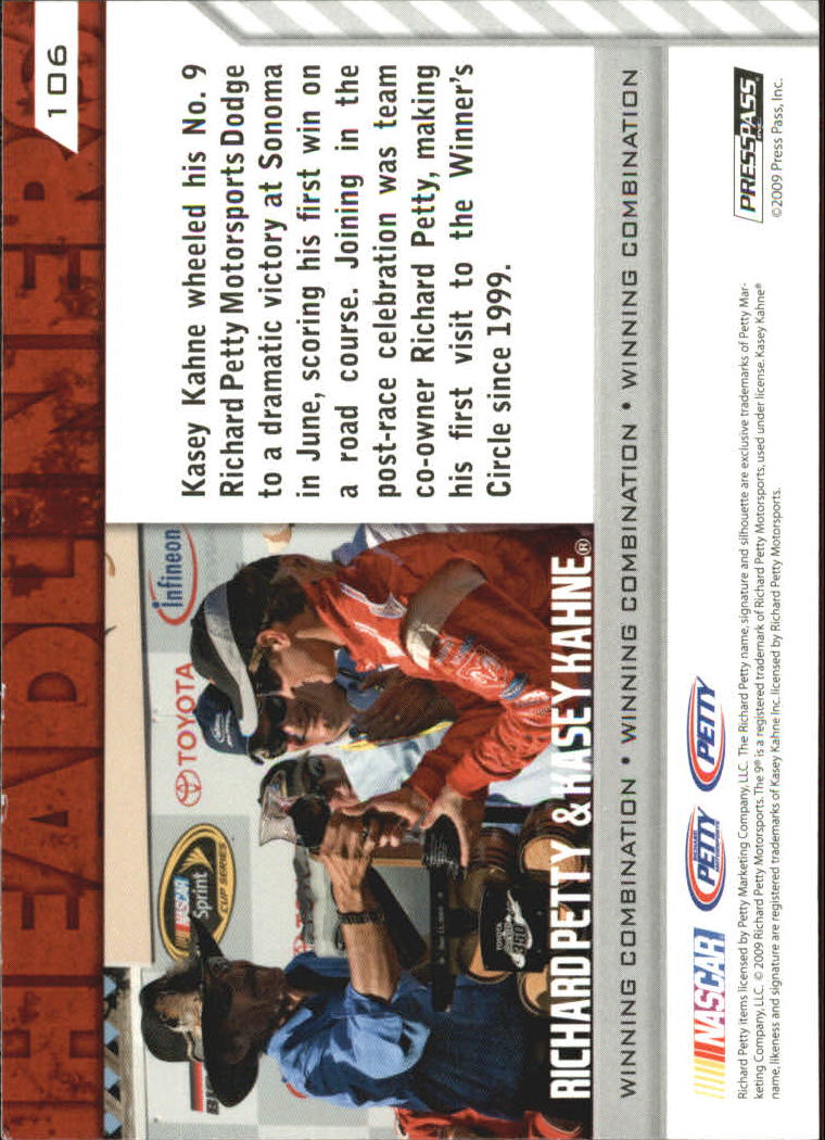 2010 Press Pass #106 Richard Petty/Kasey Kahne H back image