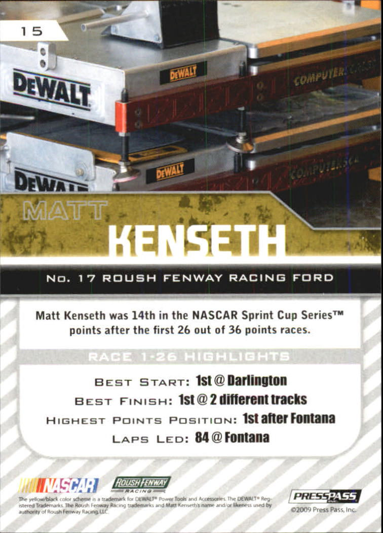 2010 Press Pass Blue #15 Matt Kenseth back image