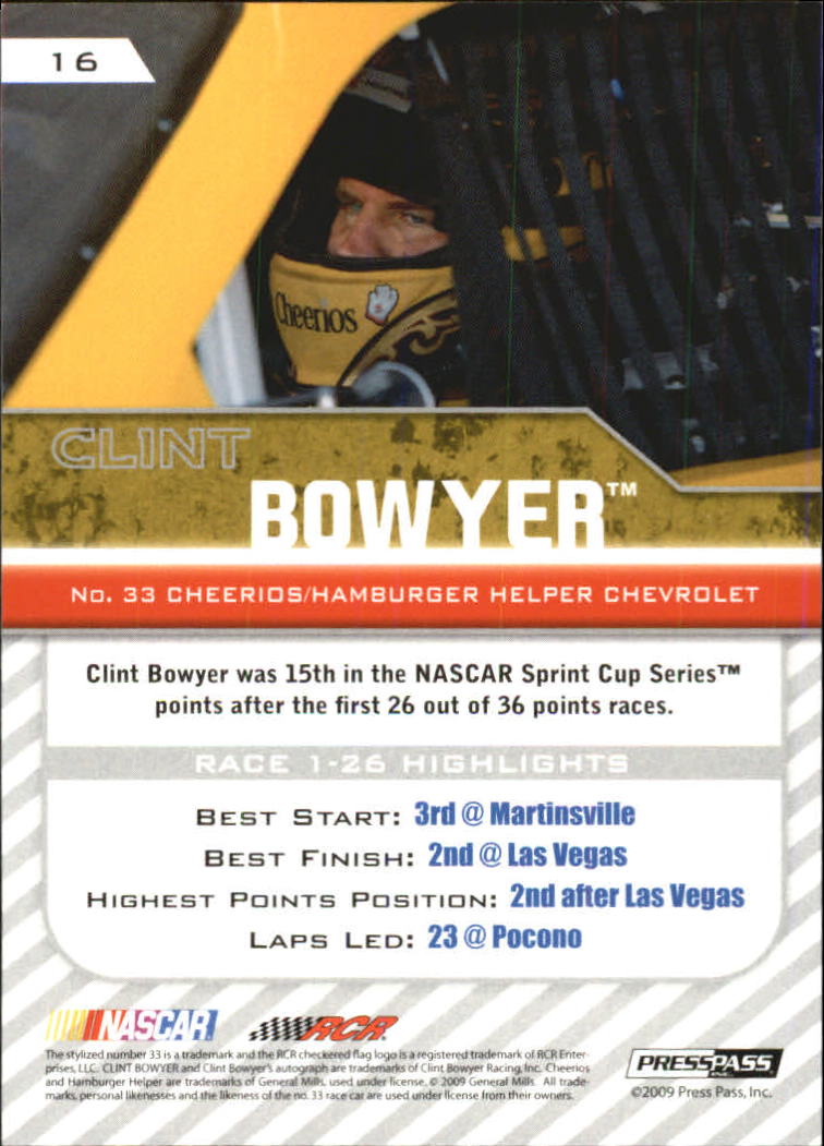 2010 Press Pass Blue #16 Clint Bowyer back image