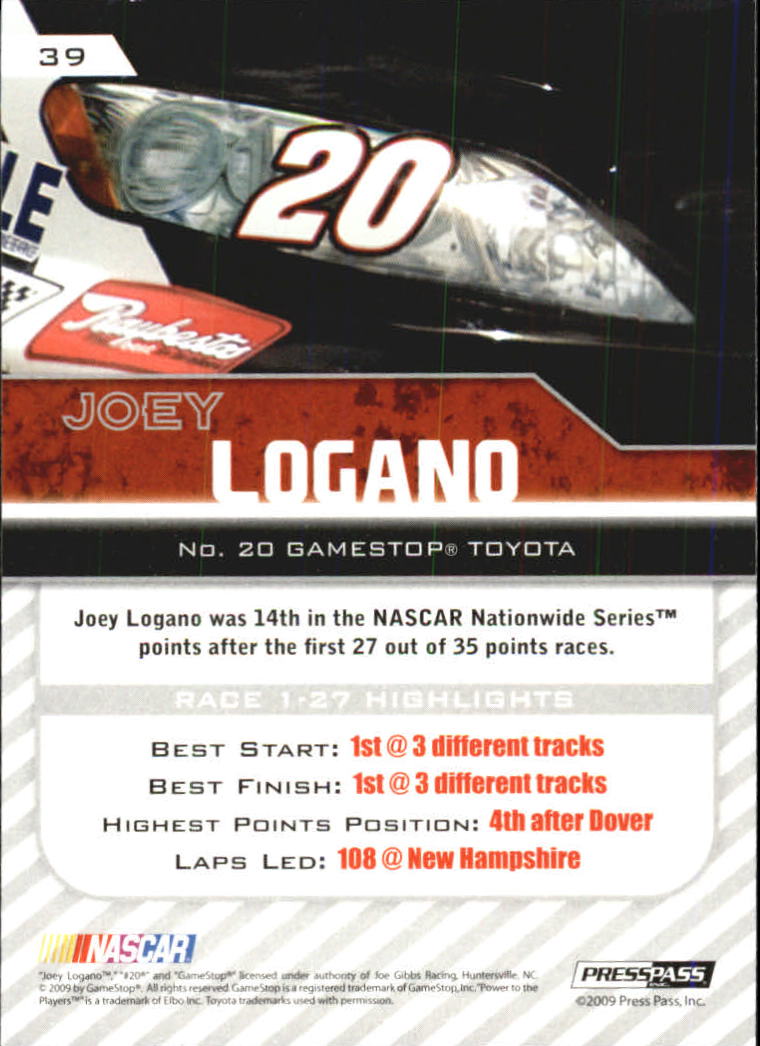 2010 Press Pass Blue #39 Joey Logano NNS back image