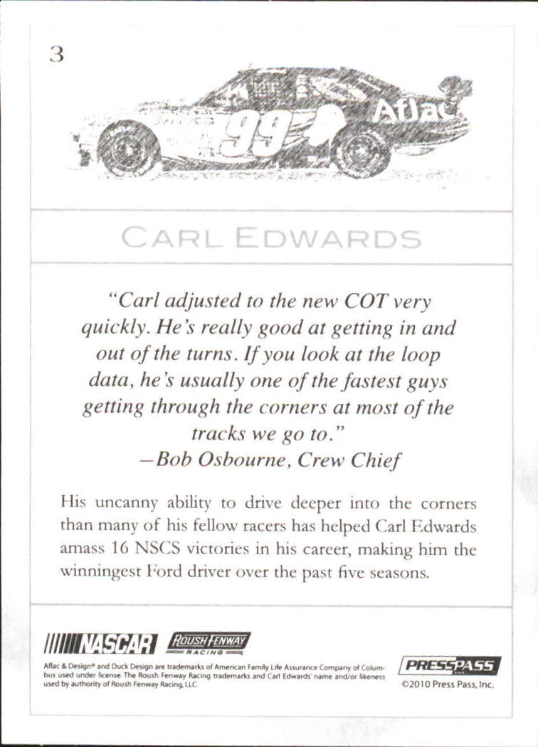 2010 Press Pass Eclipse #3 Carl Edwards back image
