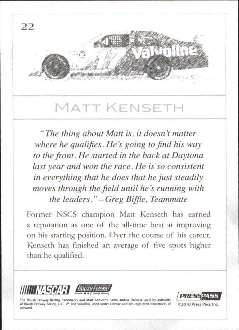 2010 Press Pass Eclipse #22 Matt Kenseth back image