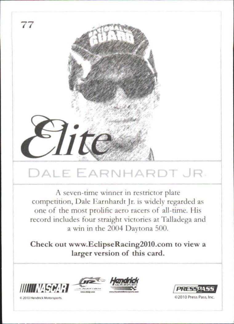 2010 Press Pass Eclipse #77 Dale Earnhardt Jr. E back image