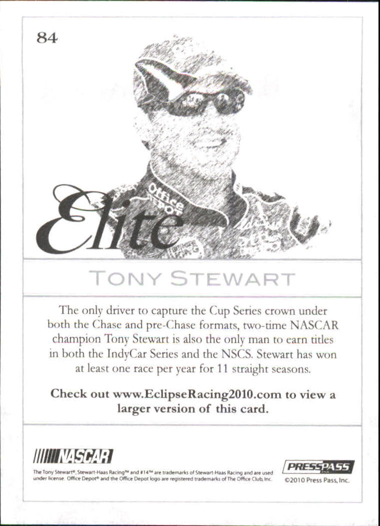 2010 Press Pass Eclipse #84 Tony Stewart E back image