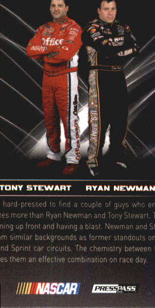2010 Press Pass Premium Allies #A7 Tony Stewart/Ryan Newman back image