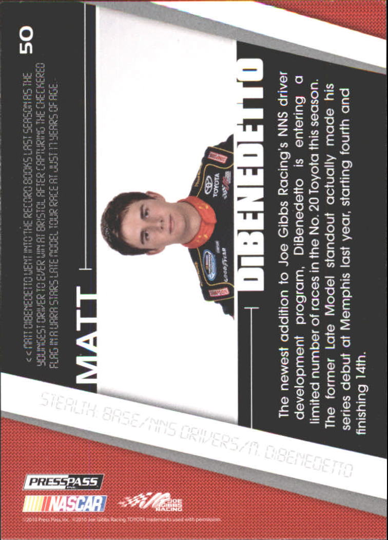 2010 Press Pass Stealth #50 Matt DiBenedetto NNS RC back image