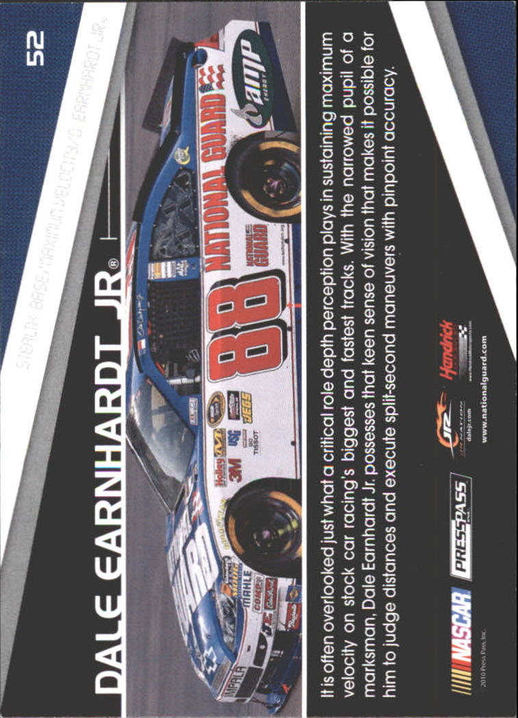2010 Press Pass Stealth #52 Dale Earnhardt Jr.'s Car MV back image