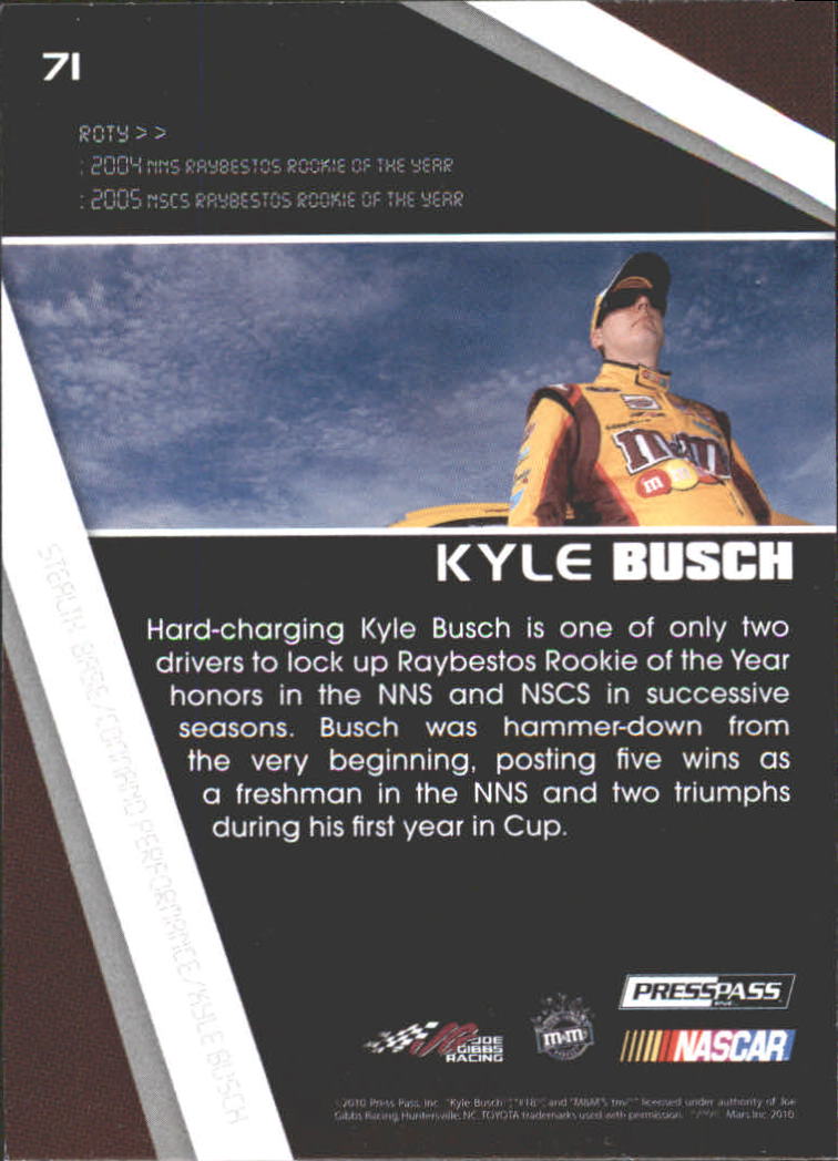 2010 Press Pass Stealth #71 Kyle Busch CP back image