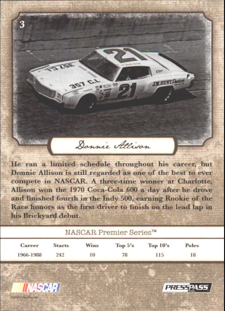 B6803- 2010 Press Pass Legends Racing Card #s 1-80-You Pick- 15+ FREE US SHIP - Picture 7 of 127