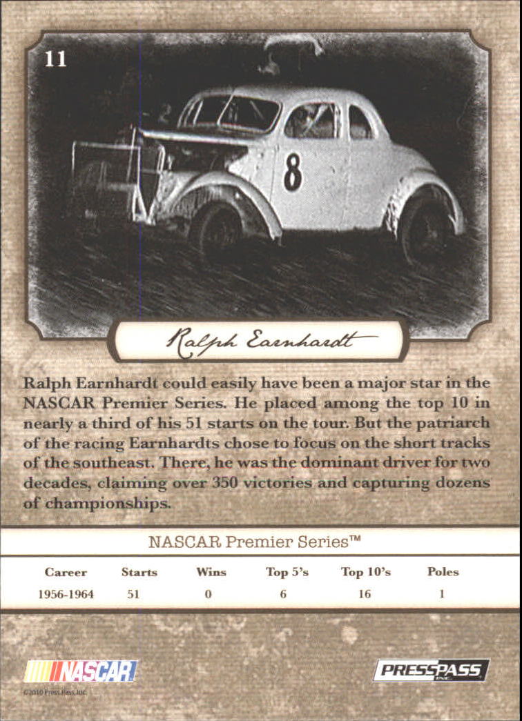 B6803- 2010 Press Pass Legends Racing Card #s 1-80-You Pick- 15+ FREE US SHIP - Picture 19 of 127