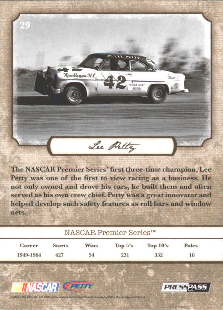 B6803- 2010 Press Pass Legends Racing Card #s 1-80-You Pick- 15+ FREE US SHIP - Picture 47 of 127