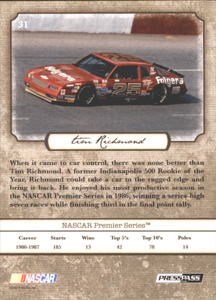 B6803- 2010 Press Pass Legends Racing Card #s 1-80-You Pick- 15+ FREE US SHIP - Picture 49 of 127