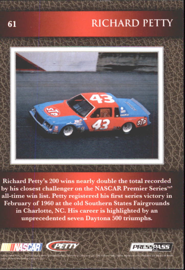 2010 Press Pass Legends #61 Richard Petty WC back image
