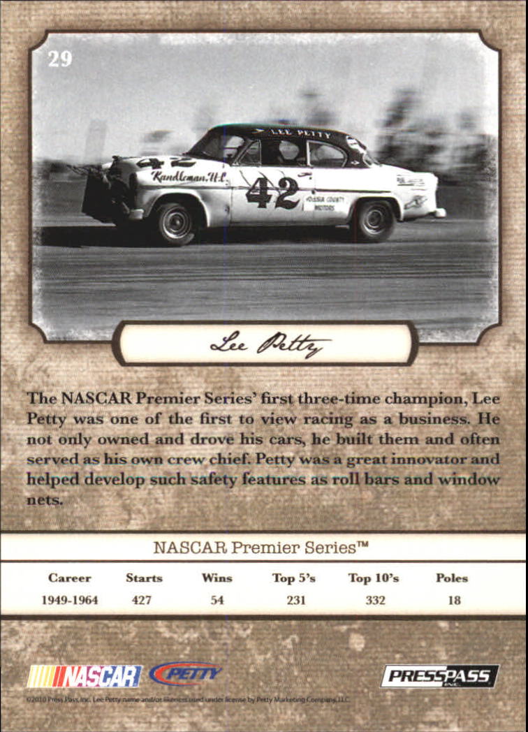 2010 Press Pass Legends Red #29 Lee Petty back image