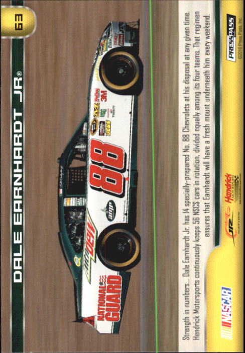 2011 Press Pass #63 Dale Earnhardt Jr.'s Car back image