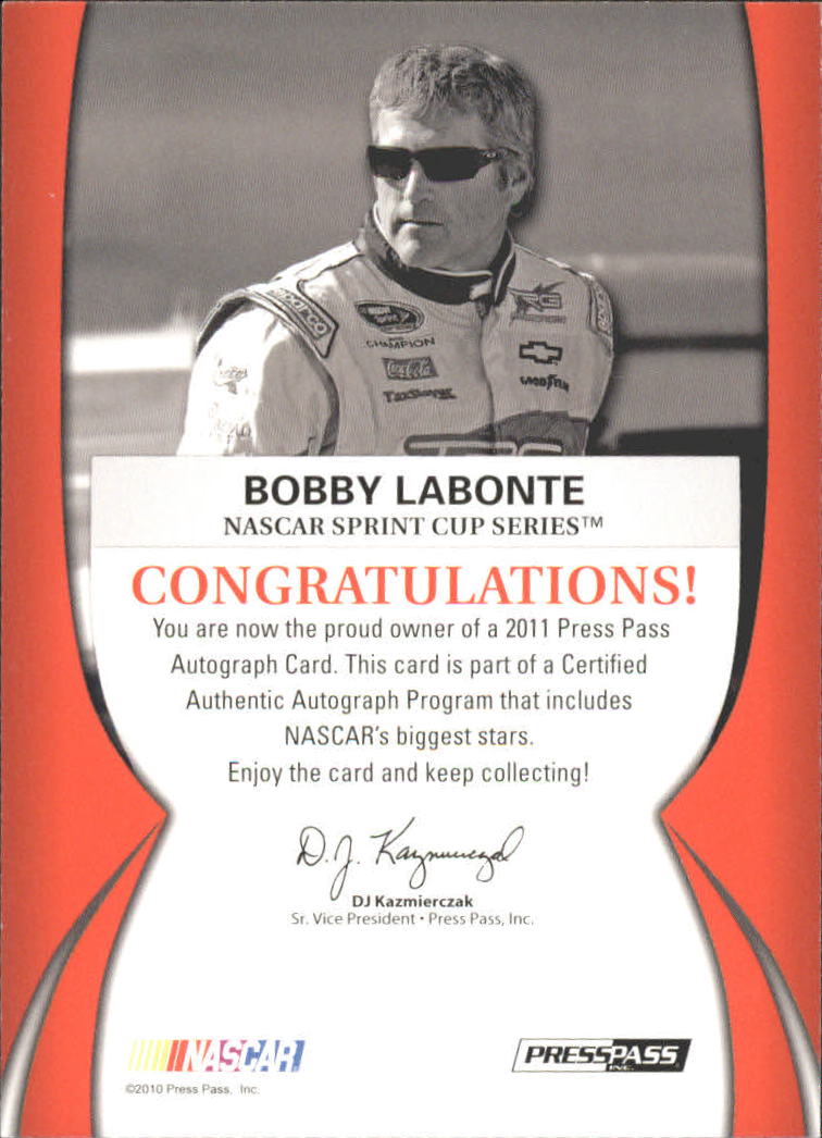 2011 Press Pass Autographs Bronze #30 Bobby Labonte/23 back image