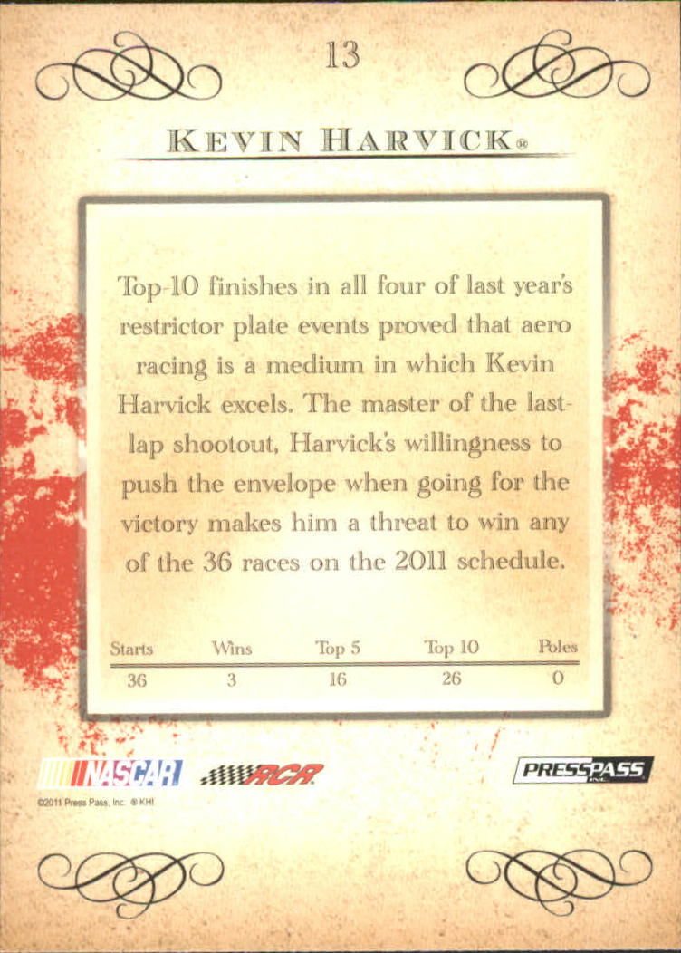 2011 Press Pass Eclipse #13 Kevin Harvick back image
