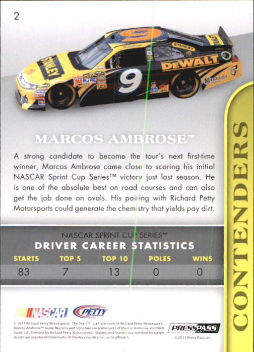2011 Press Pass Premium #2 Marcos Ambrose back image