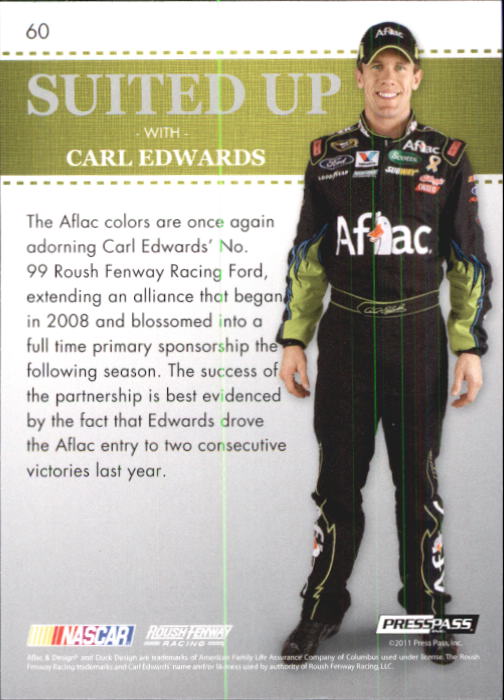 2011 Press Pass Premium #60 Carl Edwards SU back image