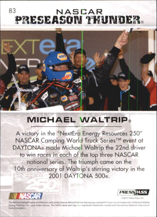 2011 Press Pass Premium #83 Michael Waltrip PT back image