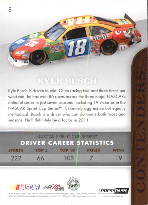 2011 Press Pass Premium #8A Kyle Busch back image
