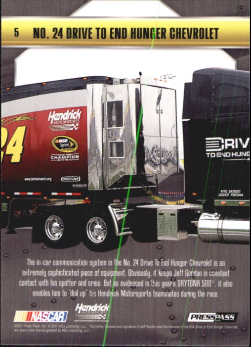 2011 Press Pass Stealth #5 Jeff Gordon's Car back image