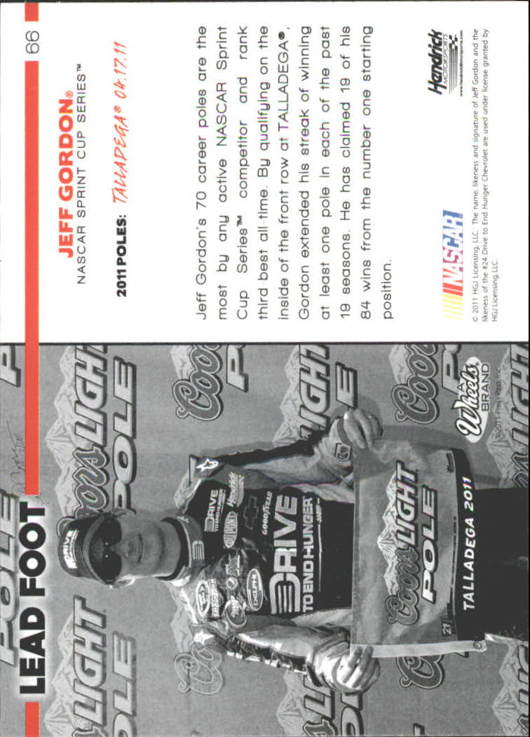 2011 Wheels Main Event #66 Jeff Gordon LF back image