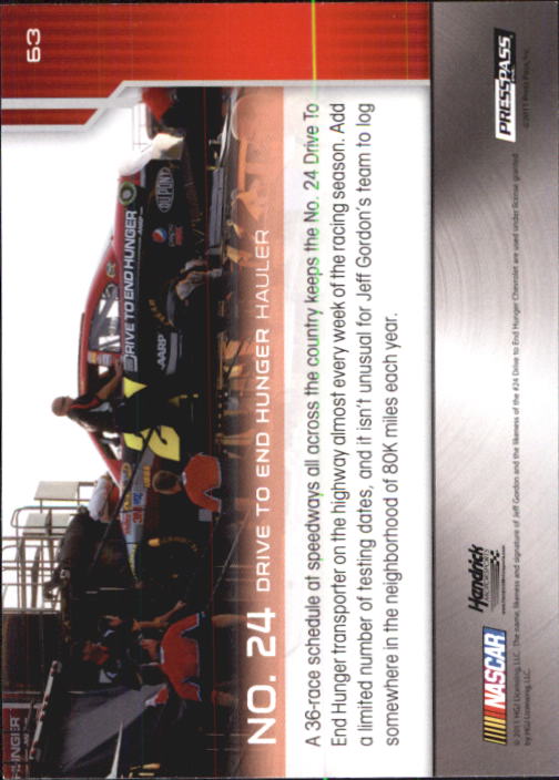 2012 Press Pass #63 Jeff Gordon's Rig back image